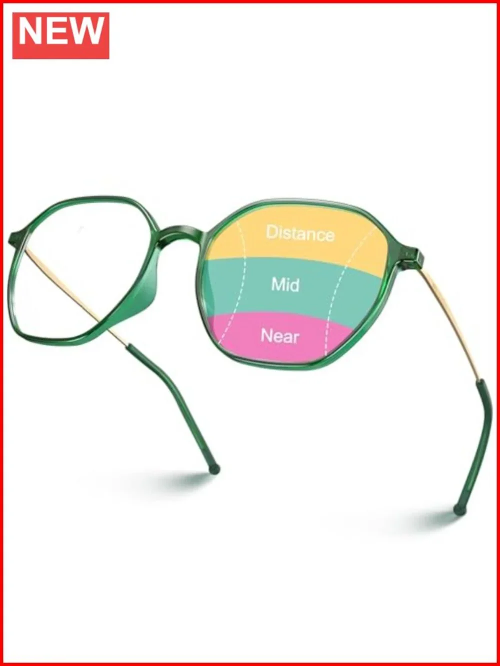 Lightweight Oversized Progressive Reading Glasses 2.5x TR90 Frame